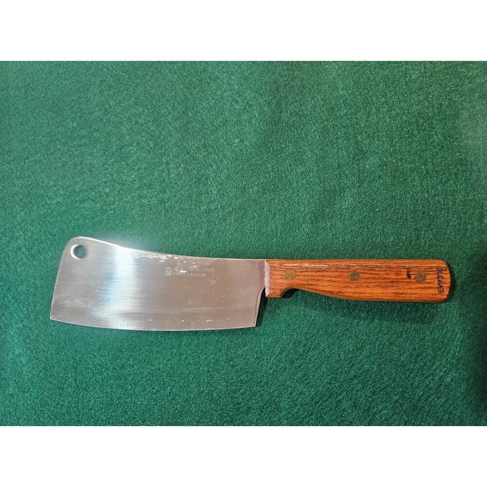 Vintage IMC meat cleaver wooden handle 11” Made in Japan